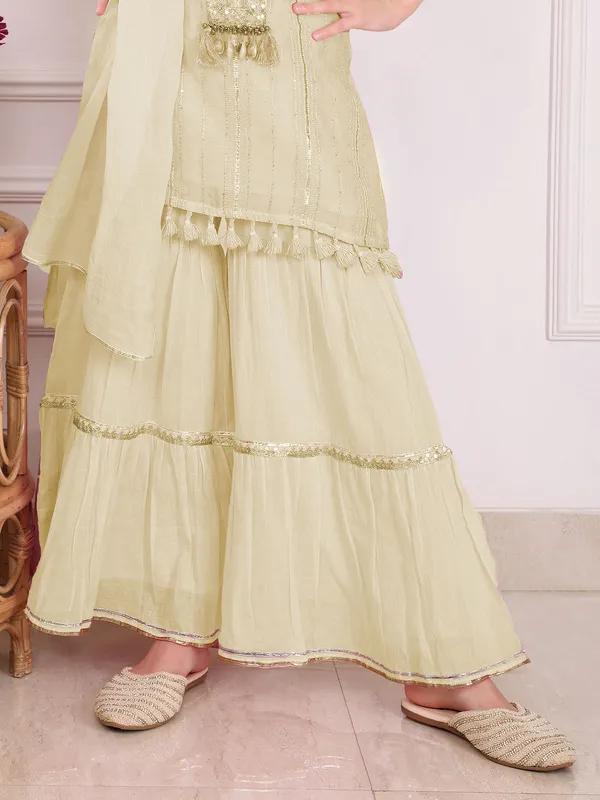 Lime light green sharara suit