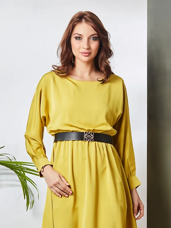 Lime yellow polyester dress