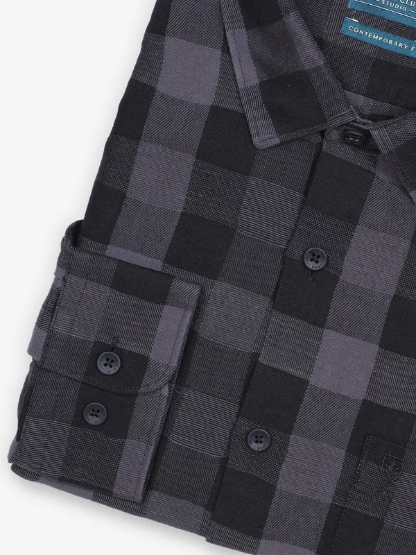 LINEN CLUB black checks shirt