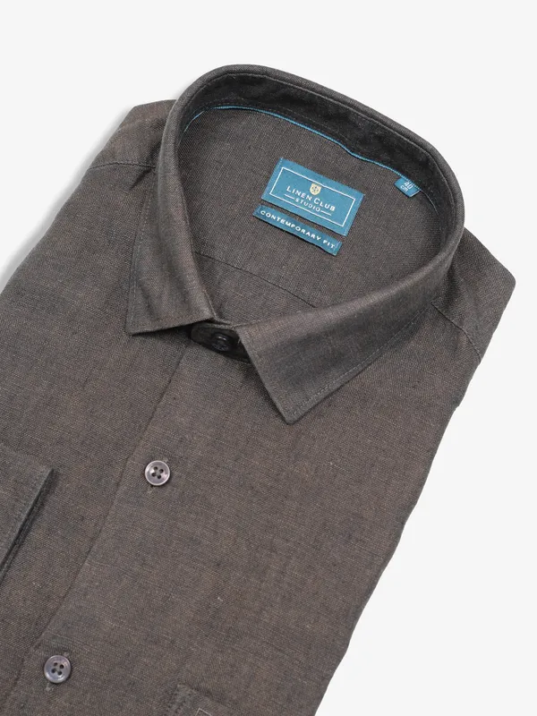 LINEN CLUB dark brown shirt