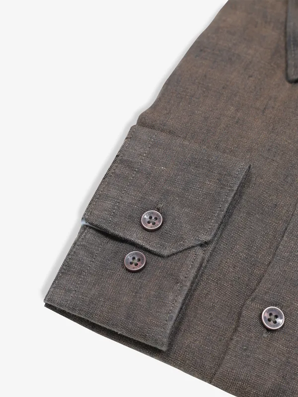 LINEN CLUB dark brown shirt