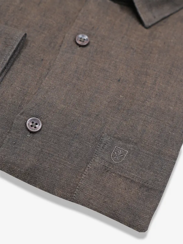 LINEN CLUB dark brown shirt