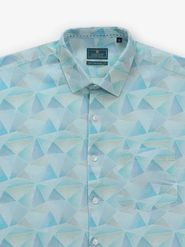 LINEN CLUB multi color textured cotton shirt