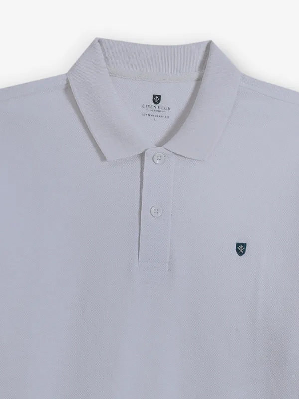 LINEN CLUB off white plain cotton t-shirt