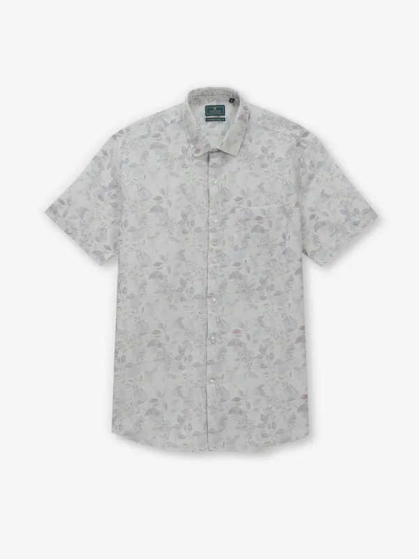 LINEN CLUB printed white cotton shirt