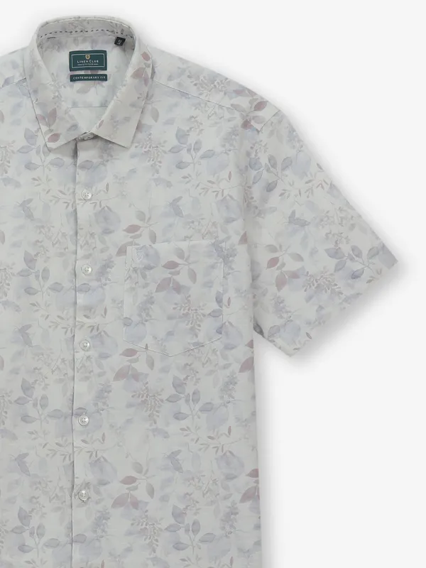 LINEN CLUB printed white cotton shirt