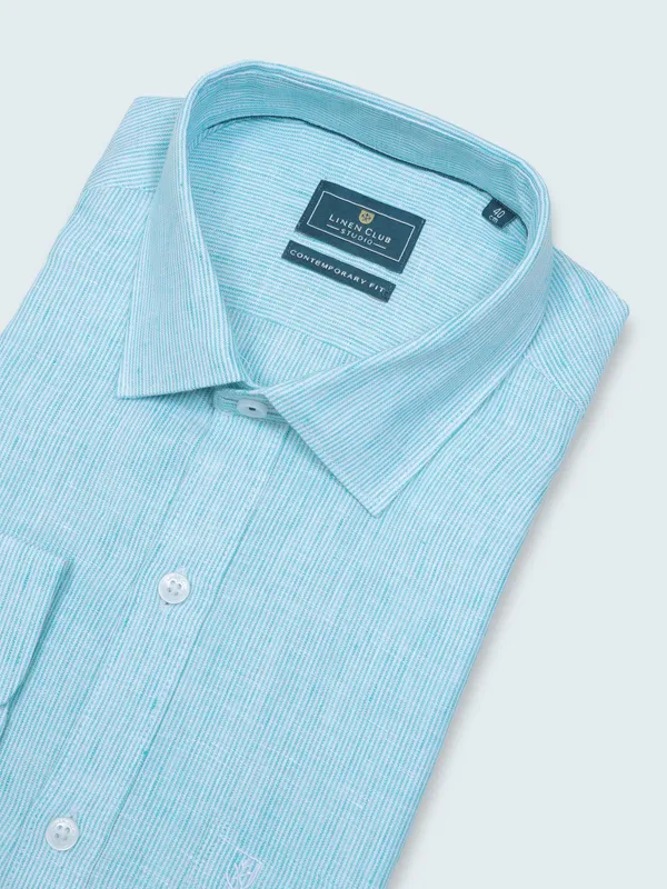 LINEN CLUB sky blue cotton shirt