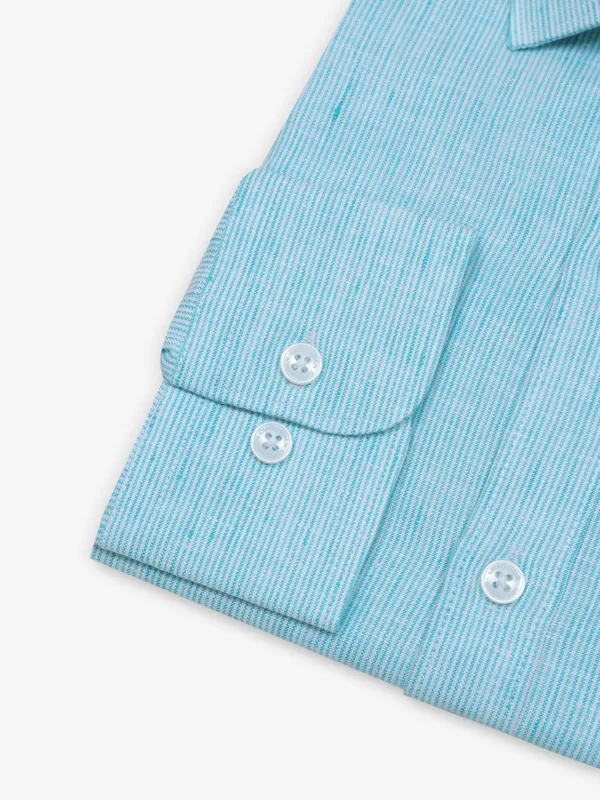 LINEN CLUB sky blue cotton shirt