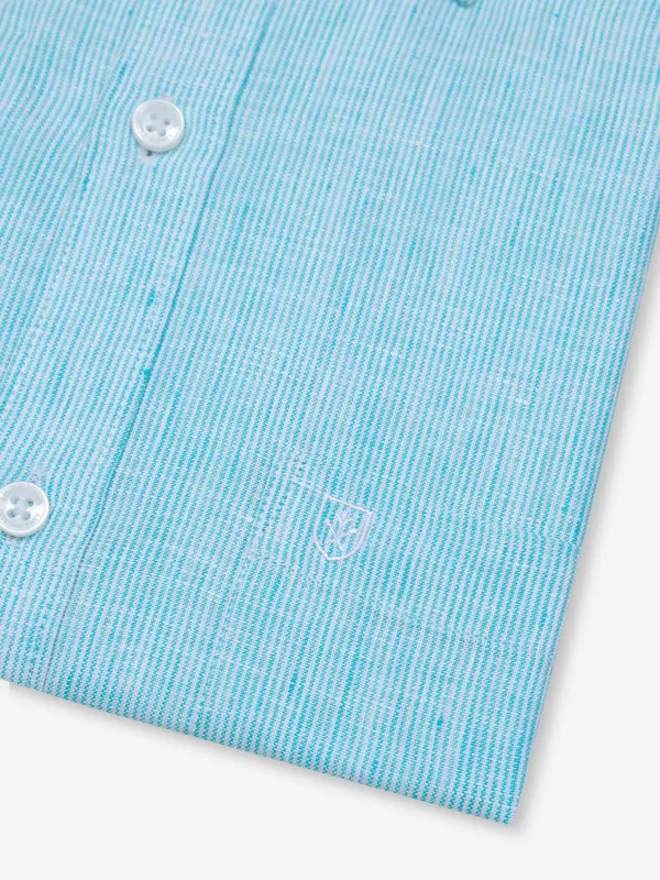 LINEN CLUB sky blue cotton shirt
