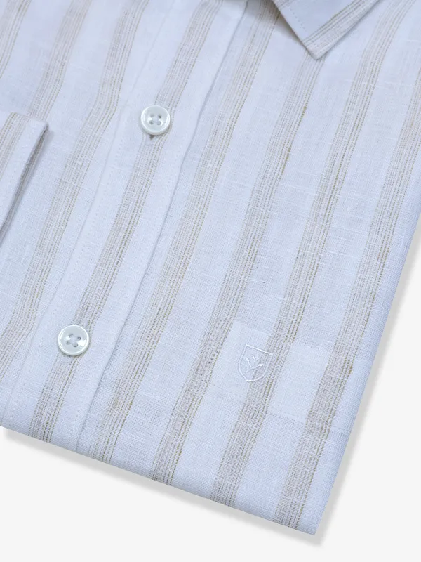 LINEN CLUB stripe white shirt