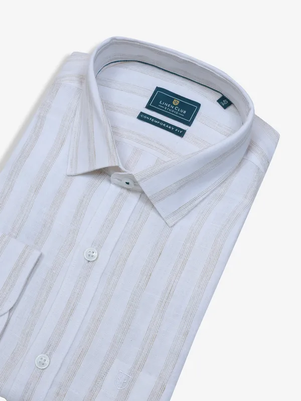 LINEN CLUB stripe white shirt