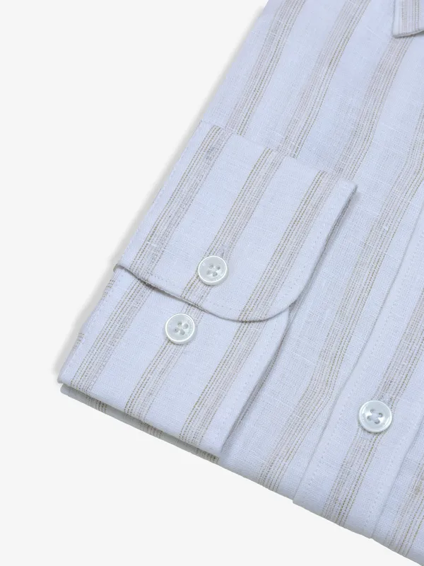 LINEN CLUB stripe white shirt