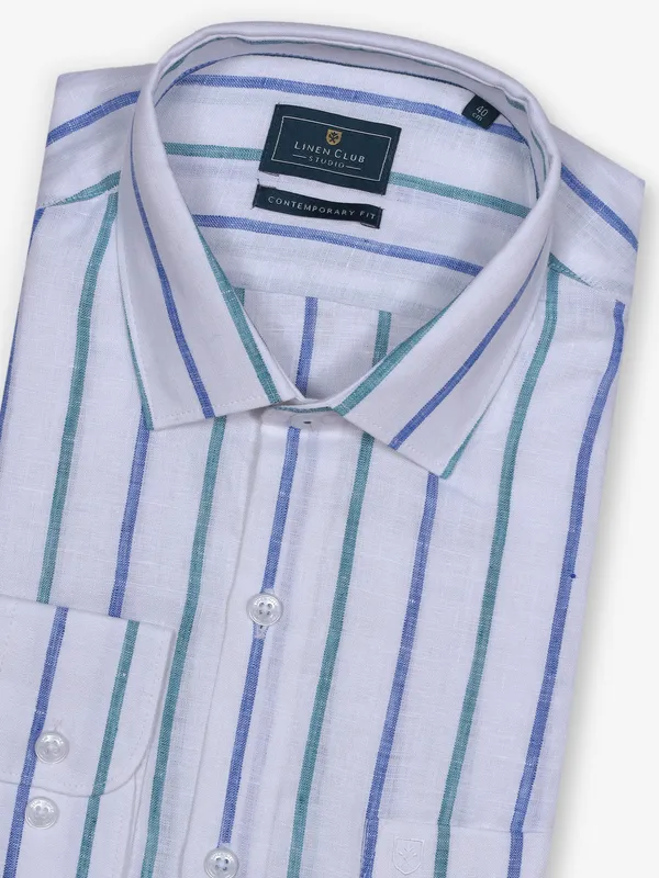 LINEN CLUB white linen formal shirt for men