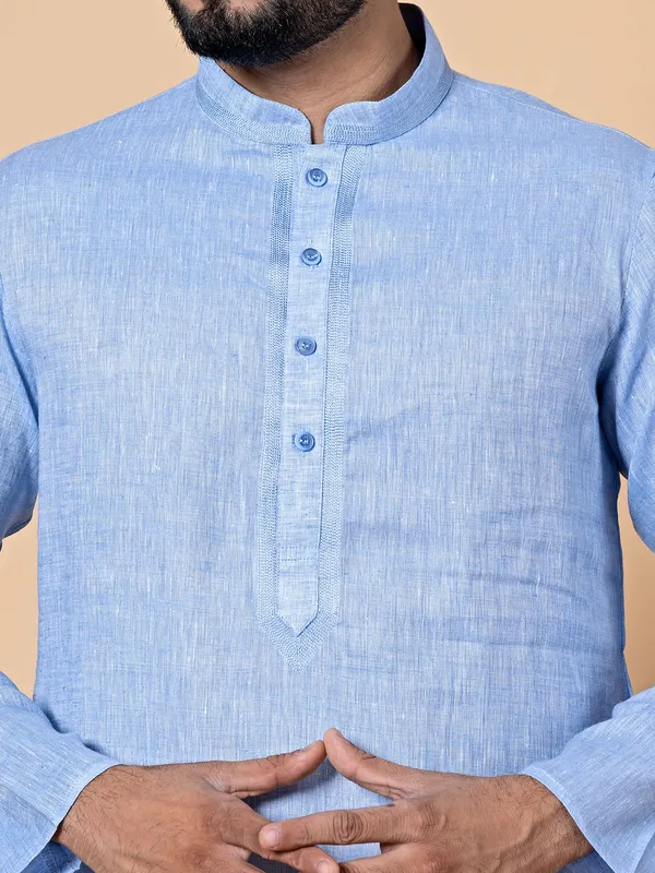 Linen lavender kurta suit