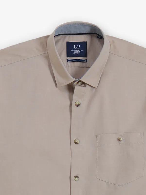 LOUIS PHILIPPE beige plain shirt for men