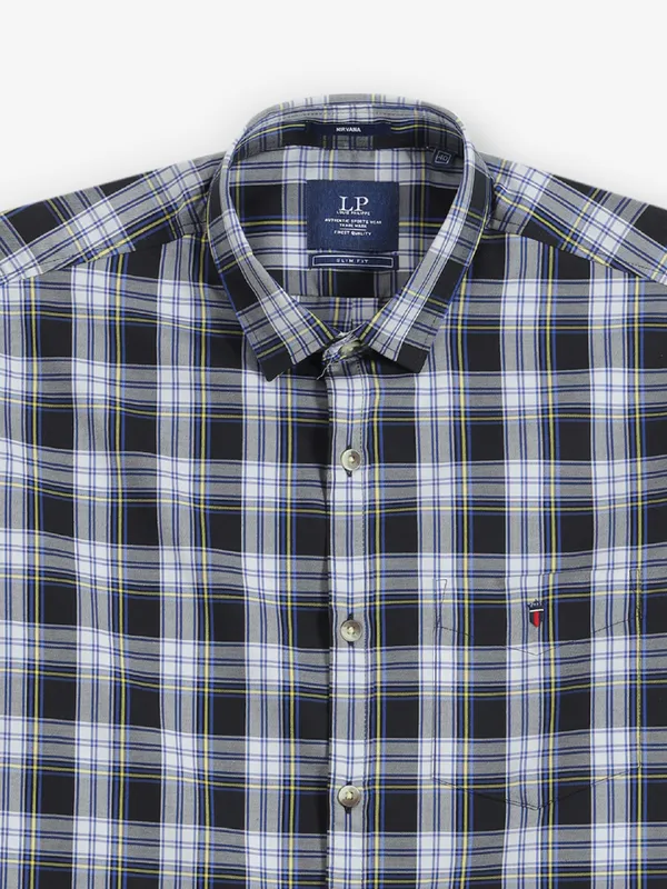 LOUIS PHILIPPE black and white checks shirt for men