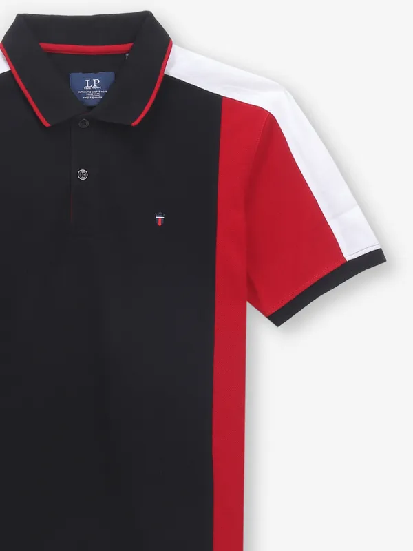 LOUIS PHILIPPE black color block cotton t-shirt