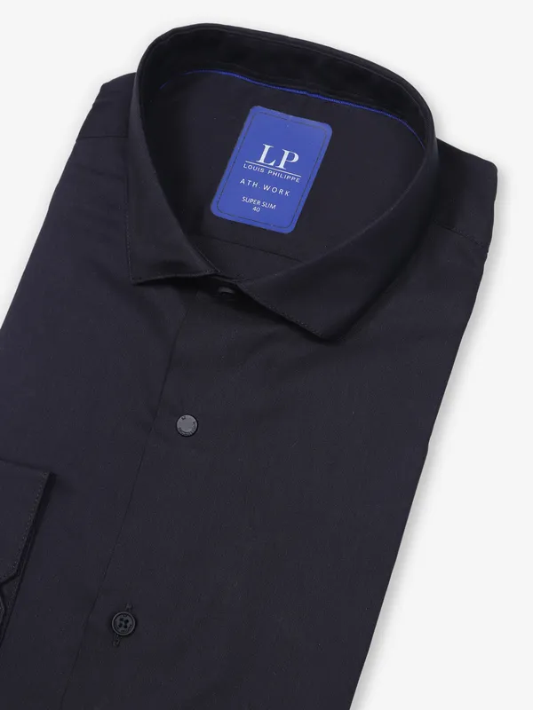 LOUIS PHILIPPE black plain cotton shirt