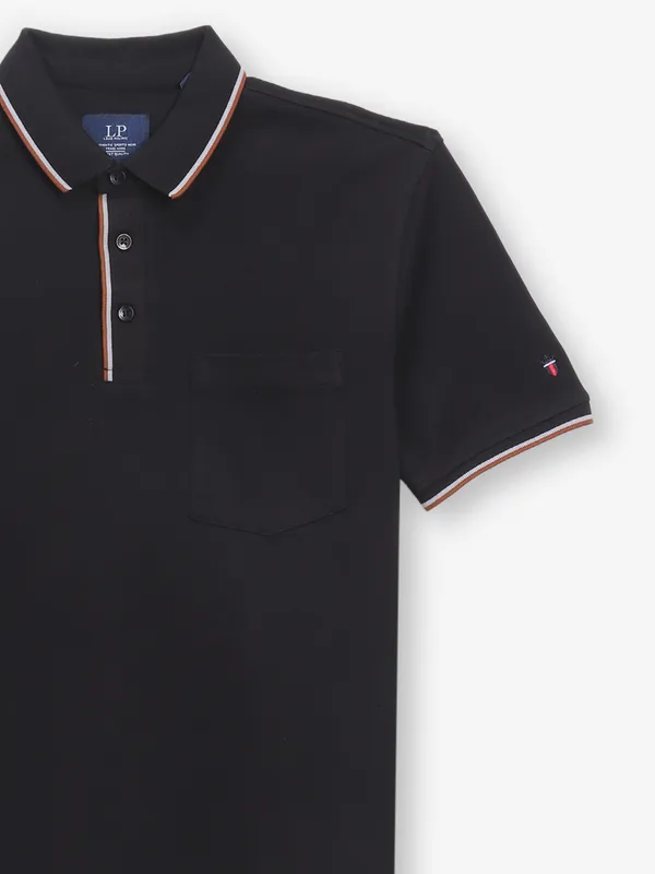 LOUIS PHILIPPE black plain t-shirt in cotton