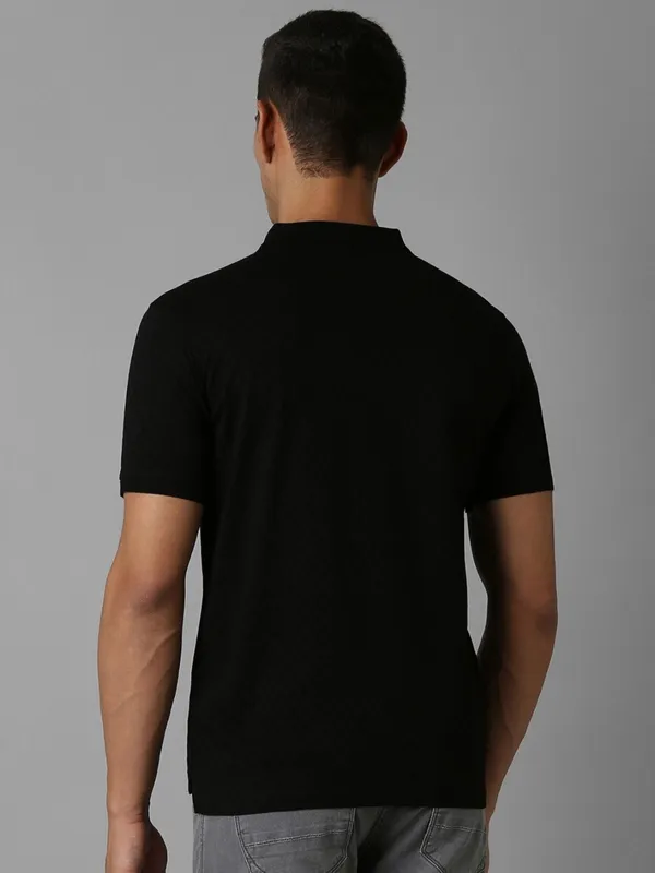 LOUIS PHILIPPE black printed cotton polo t-shirt
