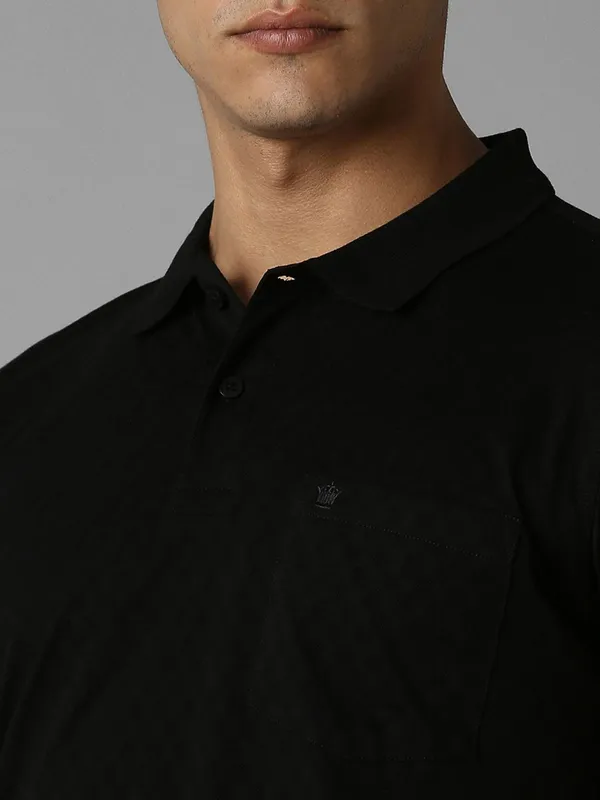 LOUIS PHILIPPE black printed cotton polo t-shirt