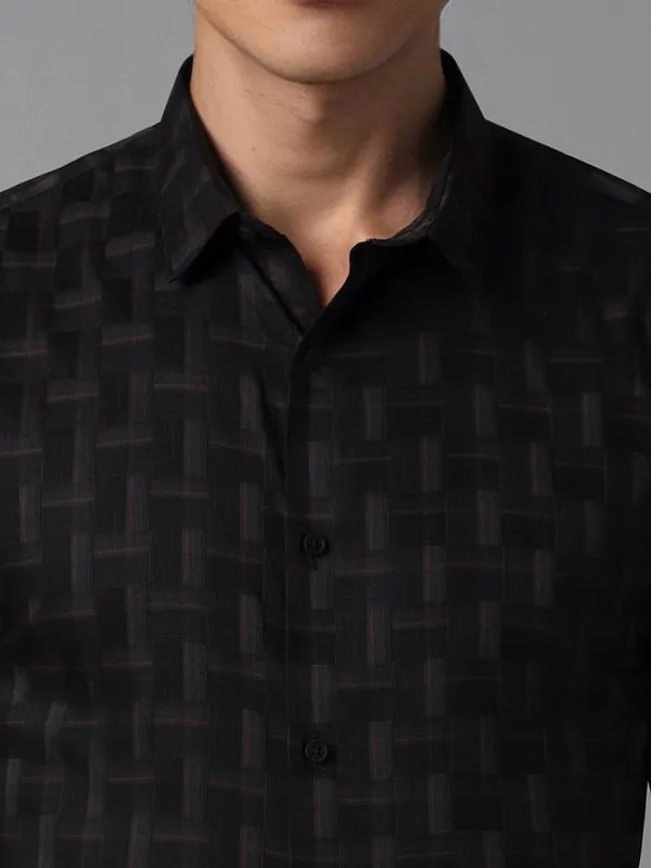 LOUIS PHILIPPE black printed cotton shirt