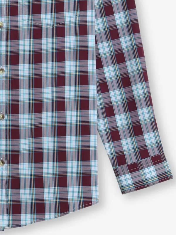LOUIS PHILIPPE blue and maroon checks shirt for men