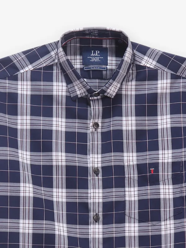 LOUIS PHILIPPE blue check shirt