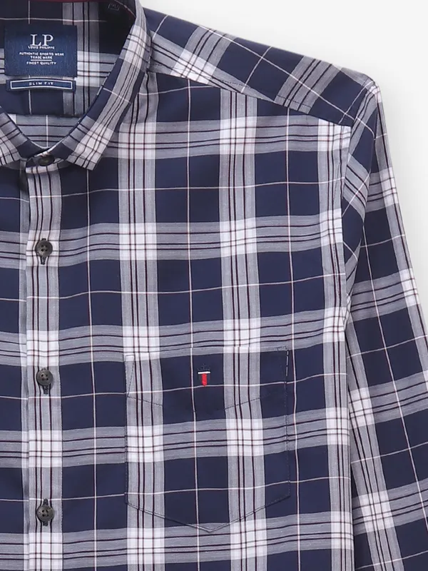 LOUIS PHILIPPE blue check shirt