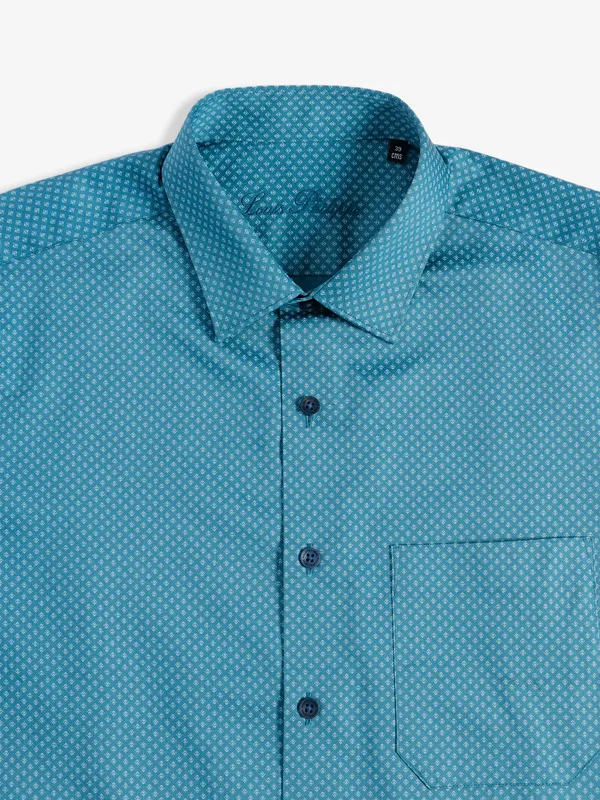 Louis Philippe blue cotton printed shirt