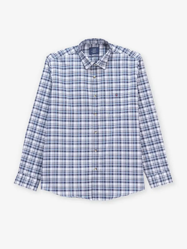LOUIS PHILIPPE blue cotton shirt with checks