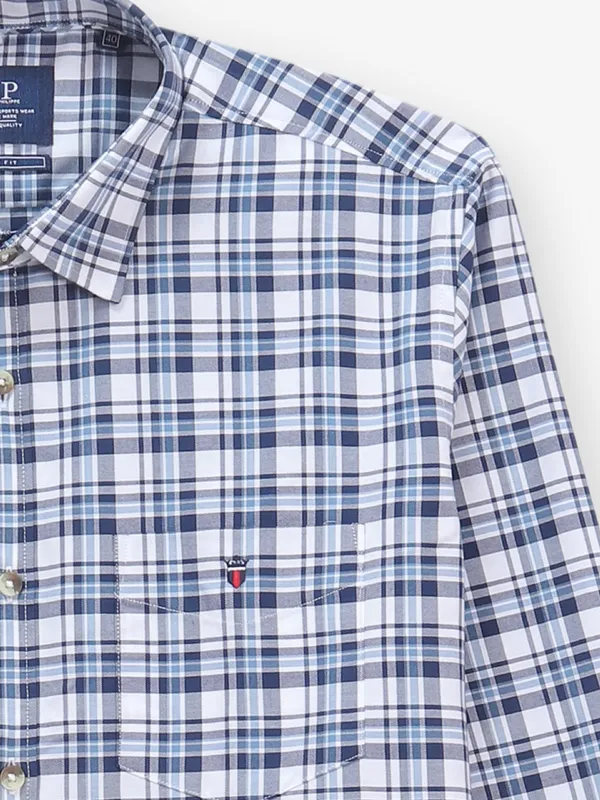 LOUIS PHILIPPE blue cotton shirt with checks