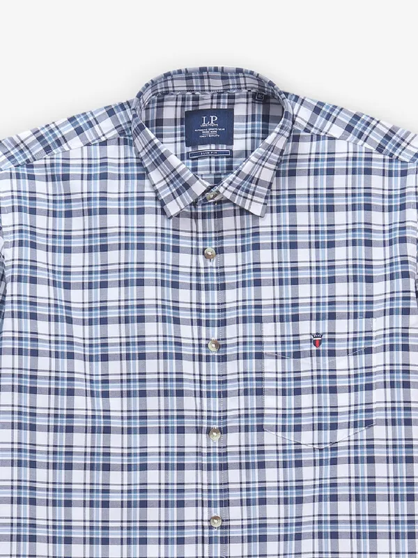 LOUIS PHILIPPE blue cotton shirt with checks