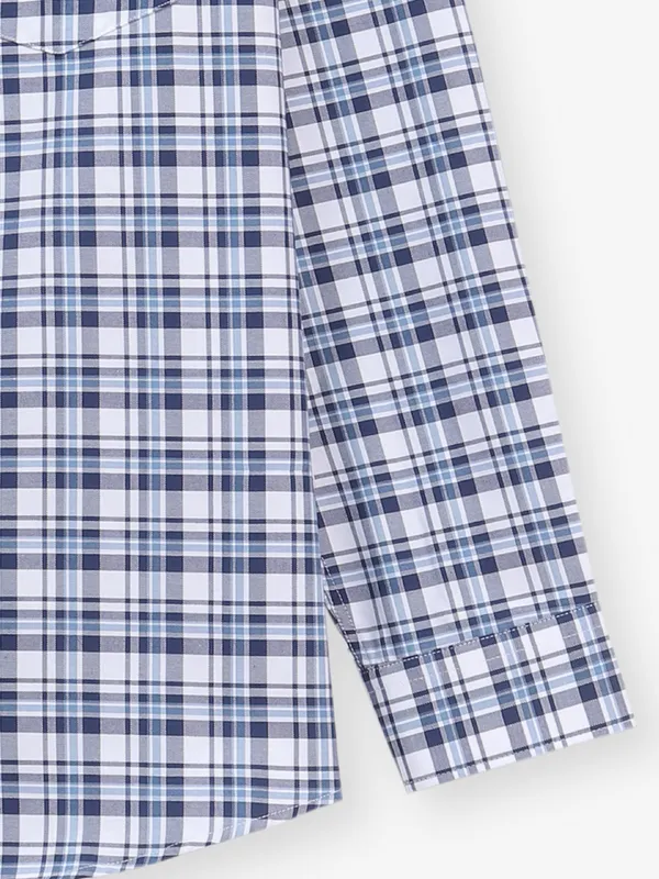 LOUIS PHILIPPE blue cotton shirt with checks
