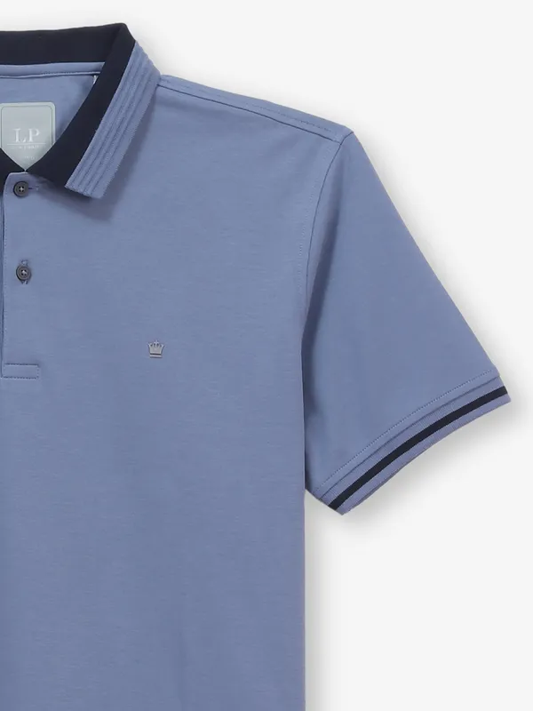 LOUIS PHILIPPE blue printed cotton polo t-shirt