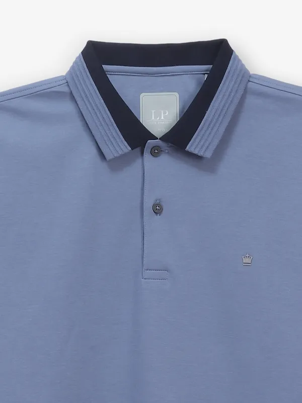 LOUIS PHILIPPE blue printed cotton polo t-shirt