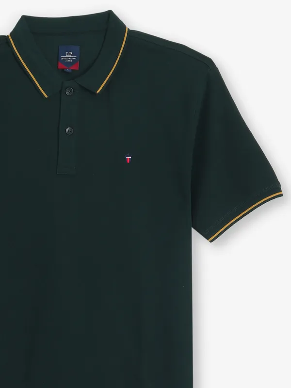 LOUIS PHILIPPE bottle green cotton t-shirt
