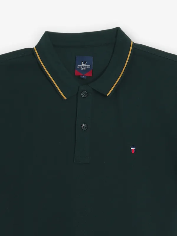LOUIS PHILIPPE bottle green cotton t-shirt