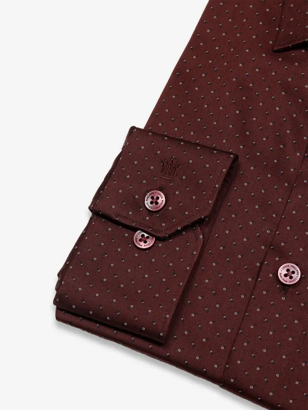 Louis Philippe maroon shirt in printed