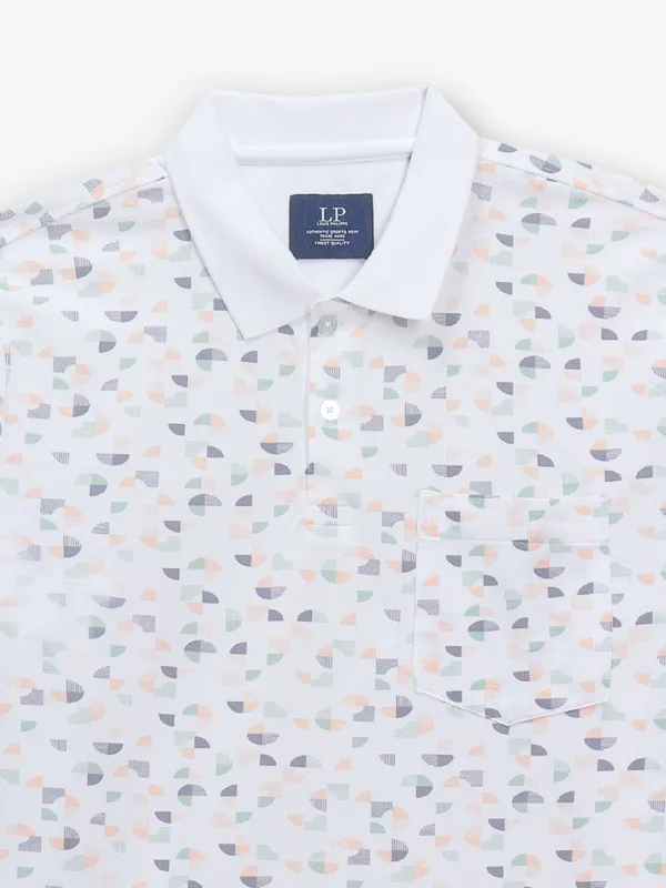 LOUIS PHILIPPE casual  white printed cotton t-shirt
