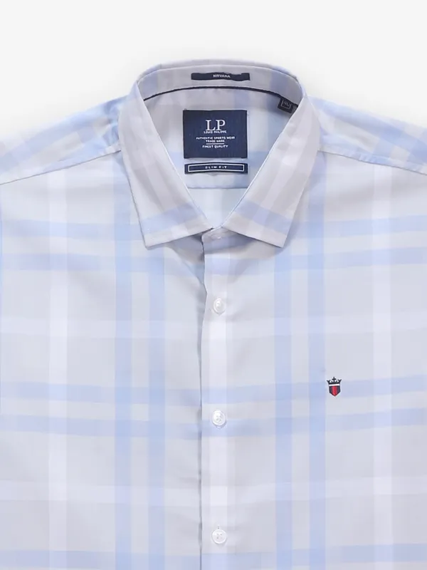 LOUIS PHILIPPE check white and blue casual shirt
