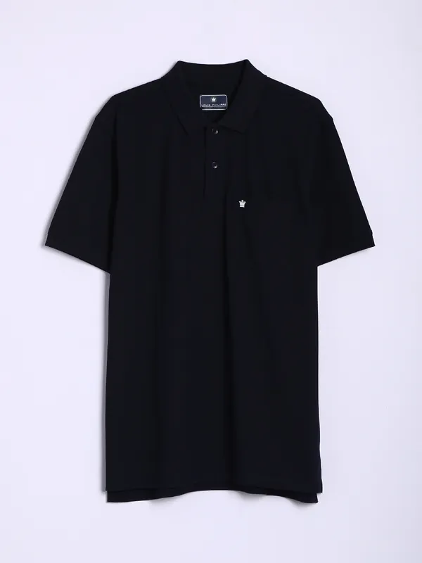 Louis Philippe cotton dark navy plain t shirt