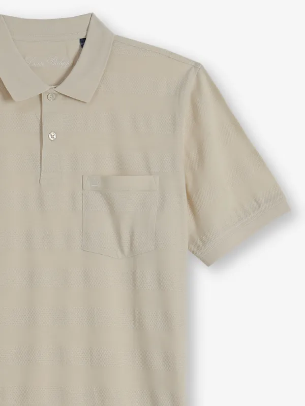 LOUIS PHILIPPE cream stripe cotton t-shirt