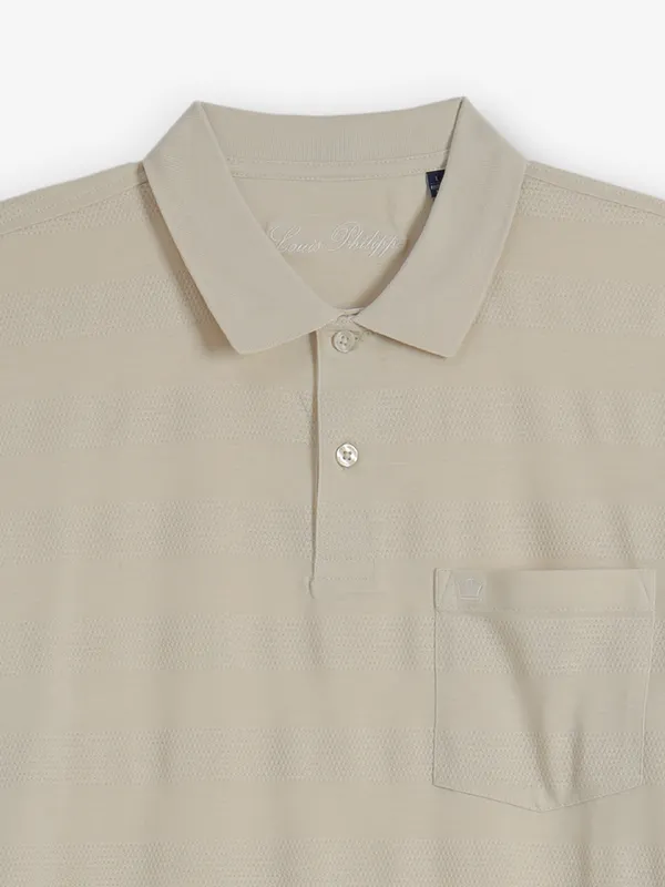 LOUIS PHILIPPE cream stripe cotton t-shirt