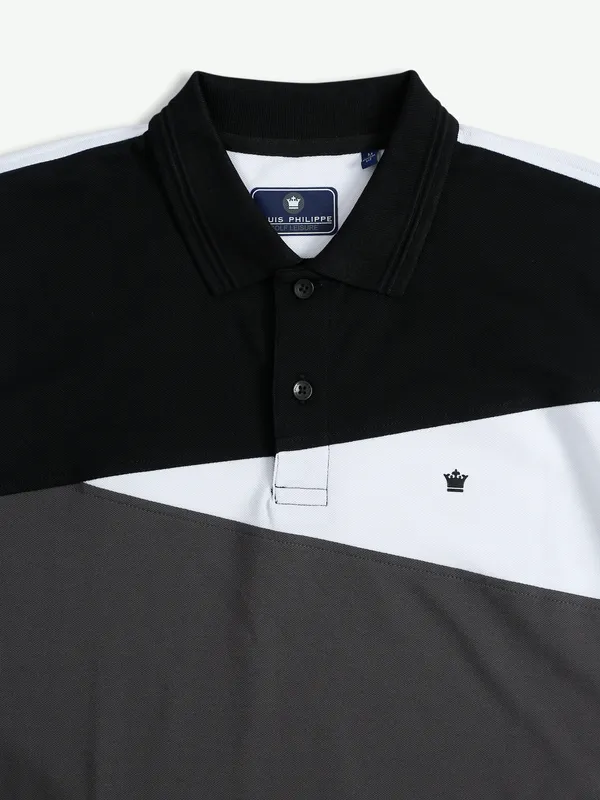 Louis Philippe dark grey color block t shirt