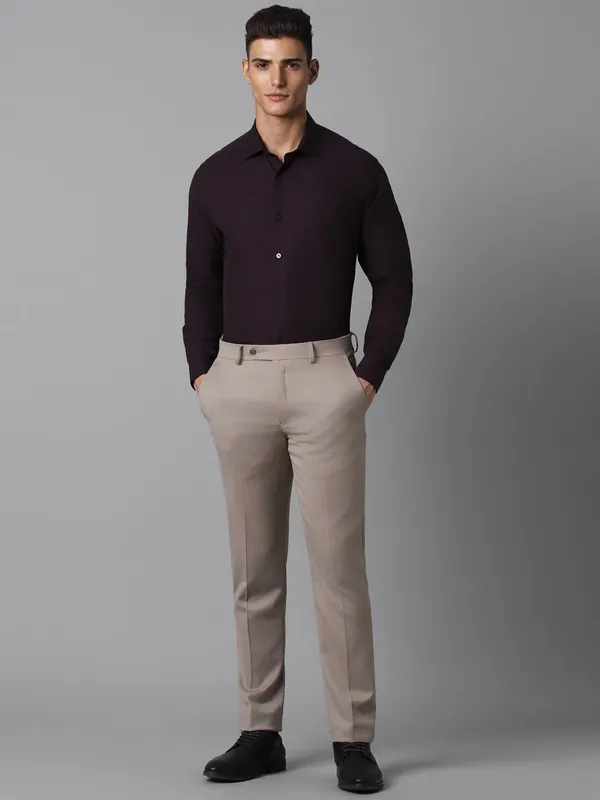 LOUIS PHILIPPE dark purple texture cotton shirt