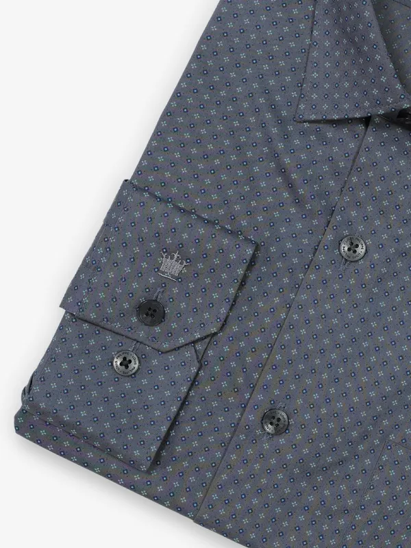 LOUIS PHILIPPE grey cotton printed formal wear shirt