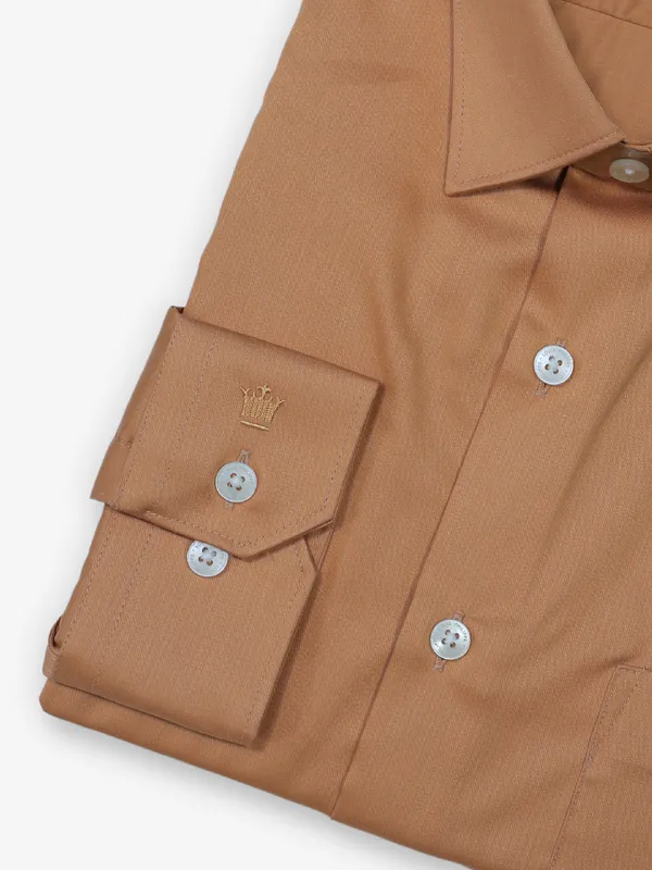 LOUIS PHILIPPE khaki plain slim fit formal wear shirt