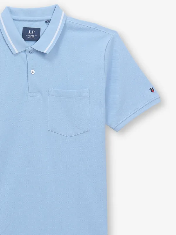 LOUIS PHILIPPE light blue cotton t-shirt for men
