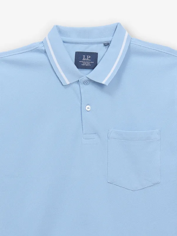 LOUIS PHILIPPE light blue cotton t-shirt for men